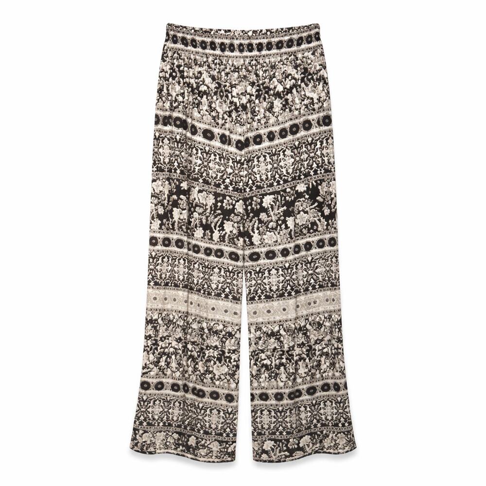 American Rag Palazzo Pants Womens S Black White Floral Print Wide Leg Bohemian